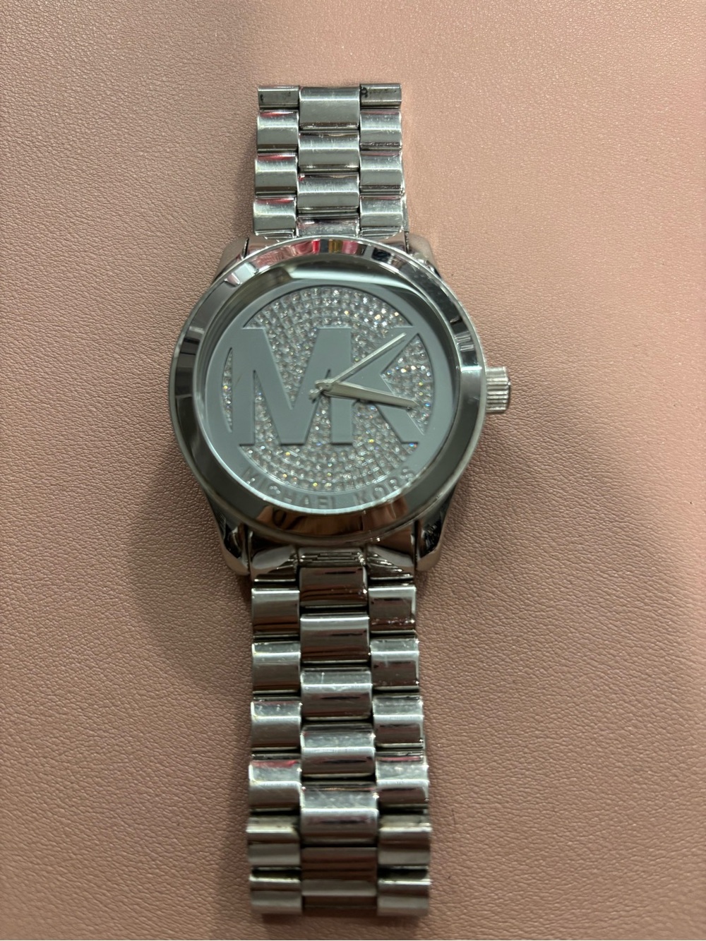 Michael Kors Silver Crystal MK Logo Men's Watch